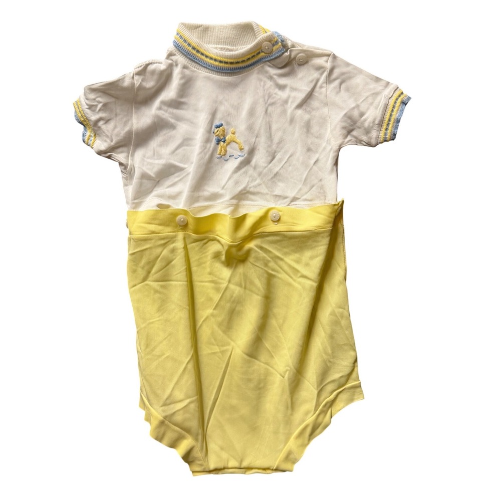 Vintage Fruit of the Loom Baby Boys Bobby Suit Poodle Embroidered 12M 2 Bottoms